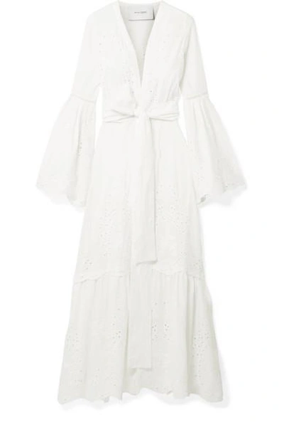 Shop We Are Leone Broderie Anglaise Cotton Maxi Dress In Ivory