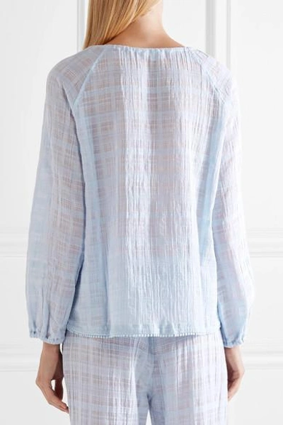 Shop Skin Textured Pima Cotton-gauze Pajama Top In Light Blue