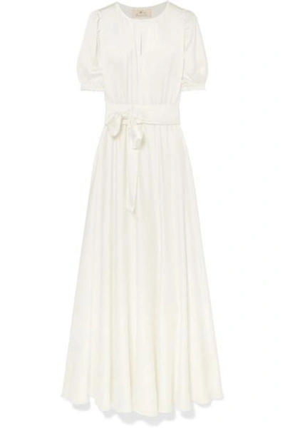 Shop Aross Girl X Soler Brooke Washed-silk Maxi Dress In Ivory