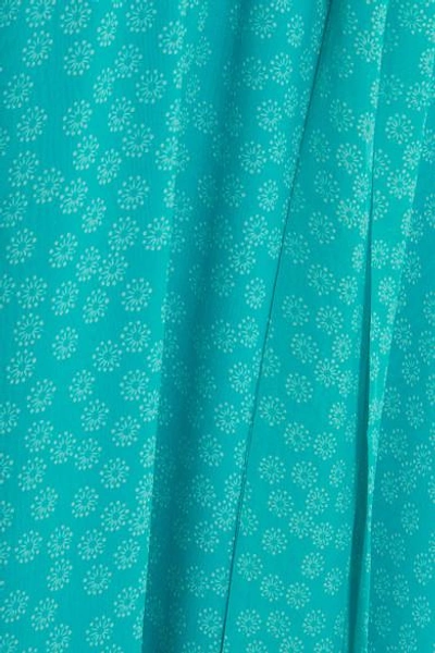 Shop Aross Girl X Soler Amanda Printed Silk-georgette Midi Dress In Blue