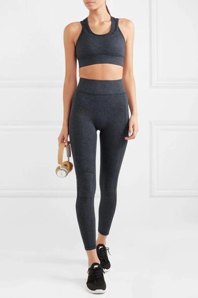 Shop We/me The Base Layered Cutout Stretch-jersey Sports Bra In Charcoal