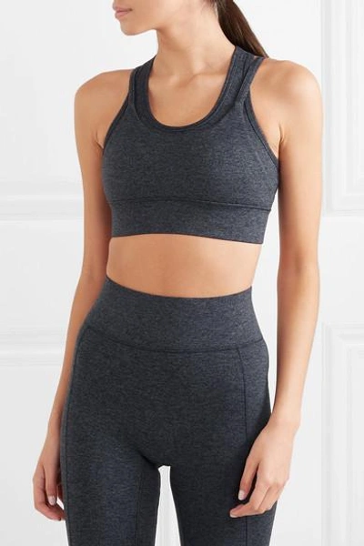 Shop We/me The Base Layered Cutout Stretch-jersey Sports Bra In Charcoal