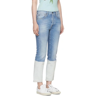 Shop Ports 1961 Blue Contrast Bottom Jeans In 081 Bluewht