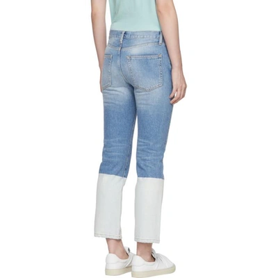 Shop Ports 1961 Blue Contrast Bottom Jeans In 081 Bluewht