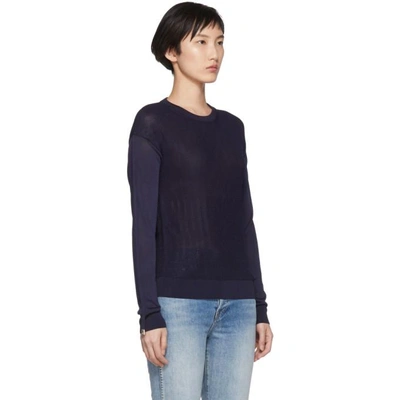 Shop Carven Navy Ruched Sleeves Pullover