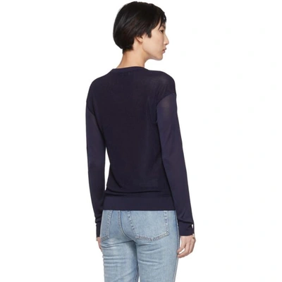 Shop Carven Navy Ruched Sleeves Pullover