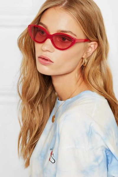 Shop Elizabeth And James Frey Cat-eye Acetate Sunglasses In Red