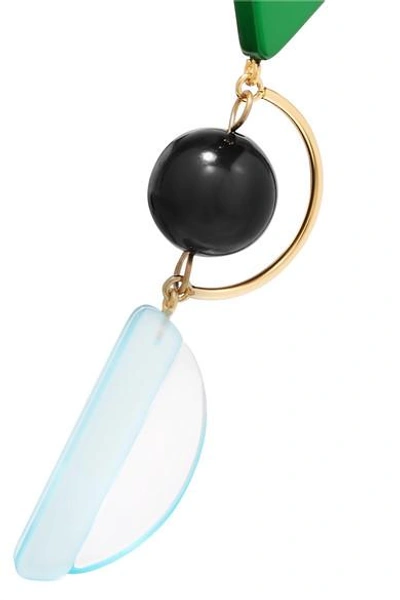 Shop Marni Gold-tone And Resin Earrings In Light Blue