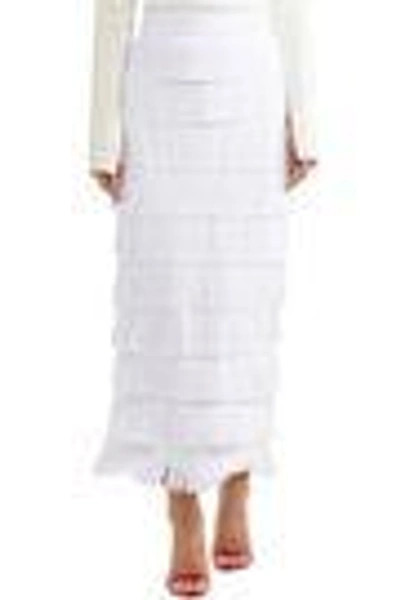 Shop Stella Mccartney Woman Annika Fringed Crepe Midi Skirt White