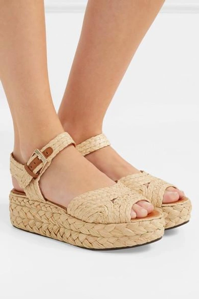 Shop Clergerie Aude Raffia Platform Sandals