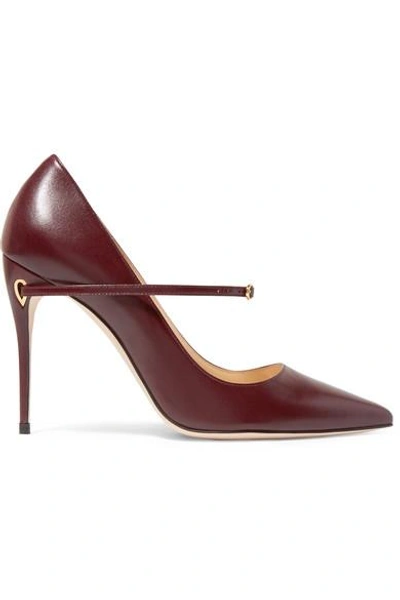 Shop Jennifer Chamandi Lorenzo 105 Leather Pumps In Burgundy