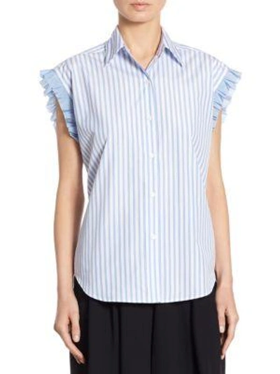 Shop Tome Striped Lace-up Back Shirt In Blue White
