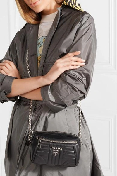 Shop Prada Quilted Leather Belt Bag In Black