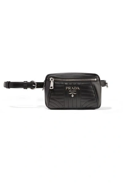 Shop Prada Quilted Leather Belt Bag In Black