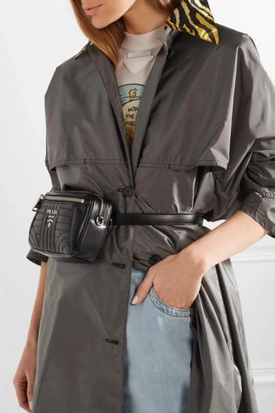 Shop Prada Quilted Leather Belt Bag In Black