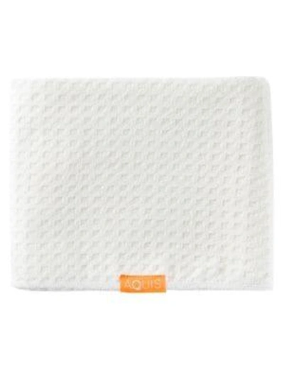 Shop Aquis Waffle Luxe Long Hair Towel In White