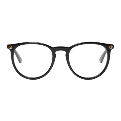 Shop Gucci Black Round Pantos Glasses In 001 Black