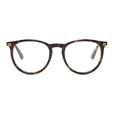 Shop Gucci Tortoiseshell Round Pantos Glasses In 002 Darkhav