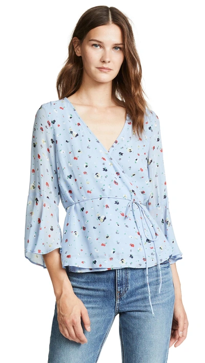 Shop Ganni Dainty Top In Serenity Blue