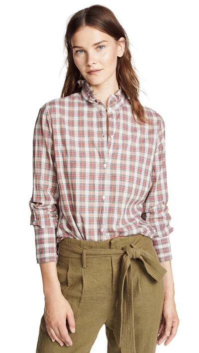 Shop Nili Lotan Nola Top In Red Plaid