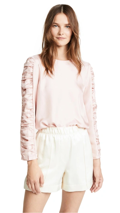 Shop Tibi Shirred Sleeve Top In Blush