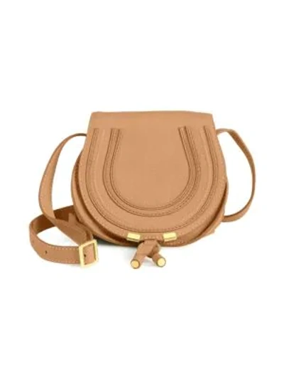 Shop Chloé Mini Marcie Leather Saddle Bag In Nut