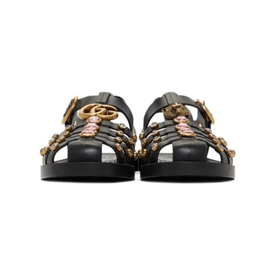 Shop Gucci Black Crystal Cage Sandals In 1000 Black