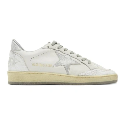 Shop Golden Goose White And Silver Ball Star Sneakers In White Leath