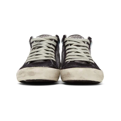 Shop Golden Goose Navy Suede Glitter Mid Star Sneakers In Disco Glitt