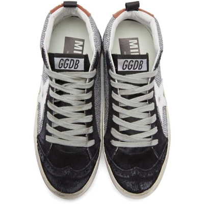 Shop Golden Goose Navy Suede Glitter Mid Star Sneakers In Disco Glitt