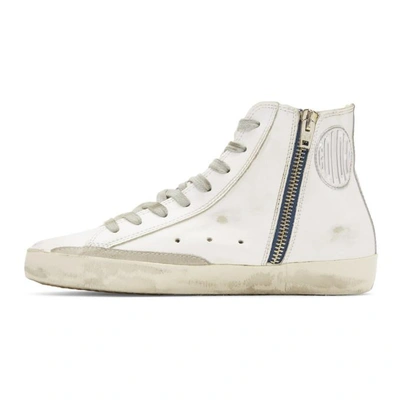 Shop Golden Goose White And Navy Francy High-top Sneakers In White-bluet