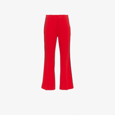 Shop Gucci Viscose Bootcut Pant In Red