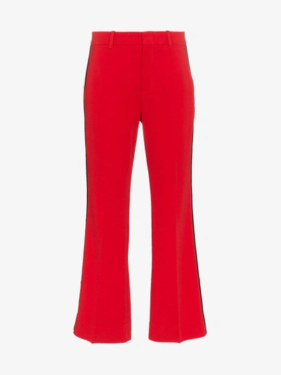 Shop Gucci Viscose Bootcut Pant In Red