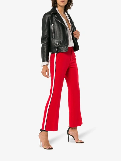 Shop Gucci Viscose Bootcut Pant In Red