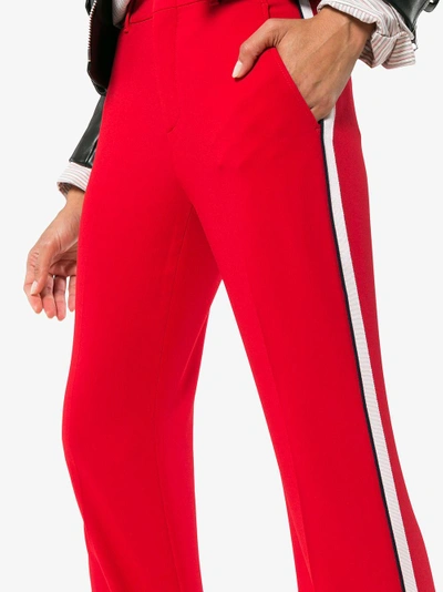 Shop Gucci Viscose Bootcut Pant In Red