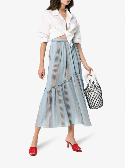Shop Three Graces Lelia Marari Stripe Skirt In Blue