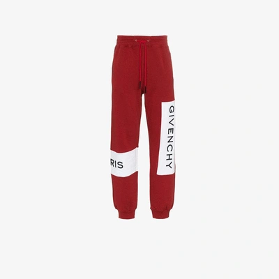 Shop Givenchy Logo Print Sweatpants In Red