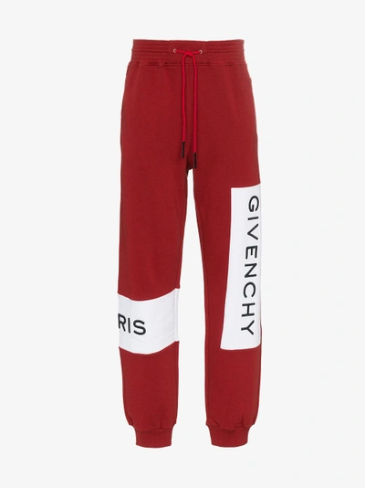 Shop Givenchy Logo Print Sweatpants In Red