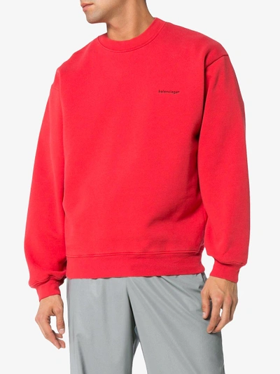 Shop Balenciaga Copyright Logo Print Sweatshirt In Red