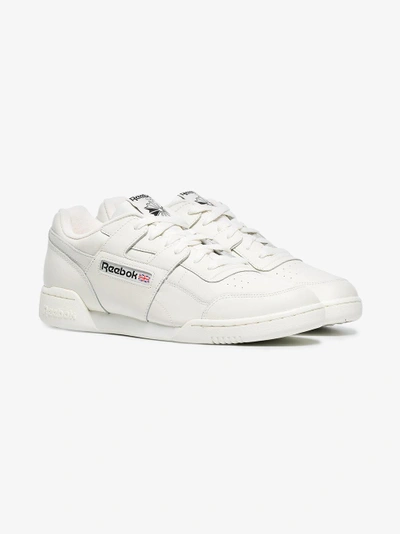 Shop Reebok White Workout Plus Mu Leather Sneakers