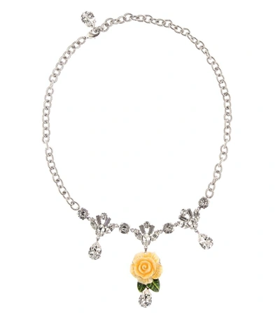 Shop Dolce & Gabbana Crystal-embellished Necklace In Silver