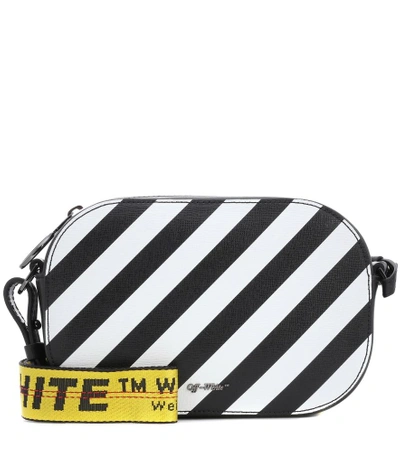 Shop Off-white Striped Leather Shoulder Bag In Black