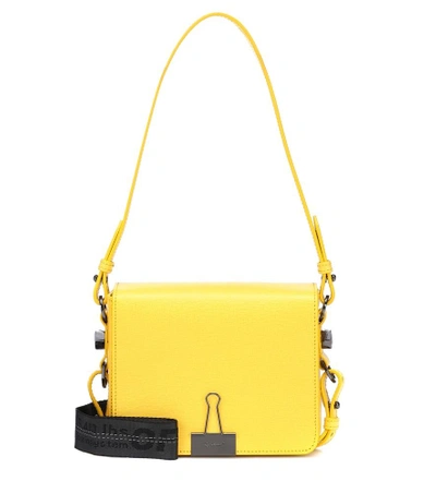 Shop Off-white Binder Clip Leather Shoulder Bag In Yellow