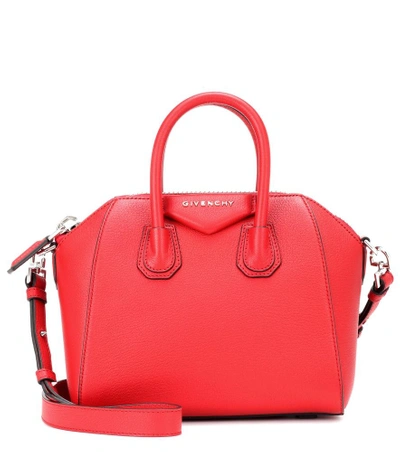 Shop Givenchy Antigona Mini Leather Shoulder Bag In Red