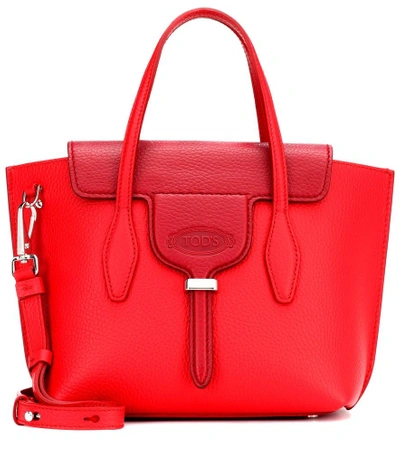 Shop Tod's Joy Mini Leather Shoulder Bag In Red