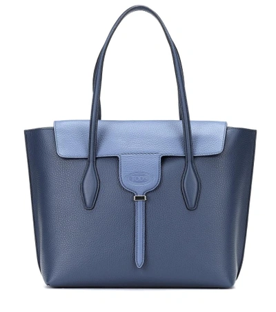 Shop Tod's Joy Medium Leather Tote In Blue