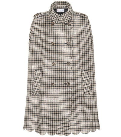 Shop Red Valentino Checked Tweed Coat In Brown