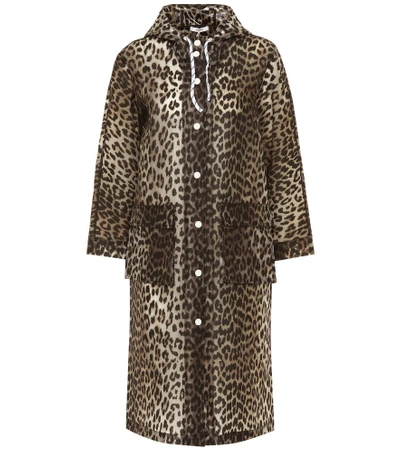 Shop Ganni Cherry Blossom Raincoat In Brown