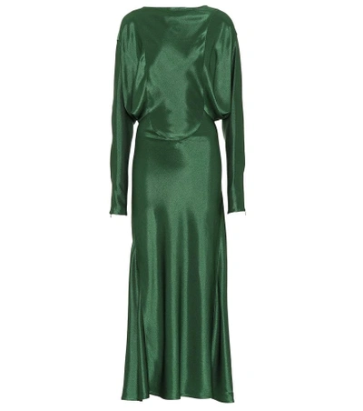 Shop Victoria Beckham Draped Midi Dress In Green