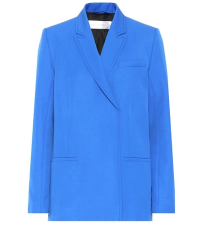 Shop Victoria Victoria Beckham Wool Double-breasted Blazer In Blue